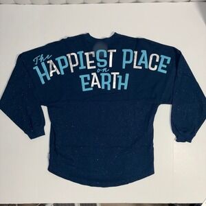 Disney Disneyland Resort Spirit Jersey Women's XS Navy Glitter The Happiest